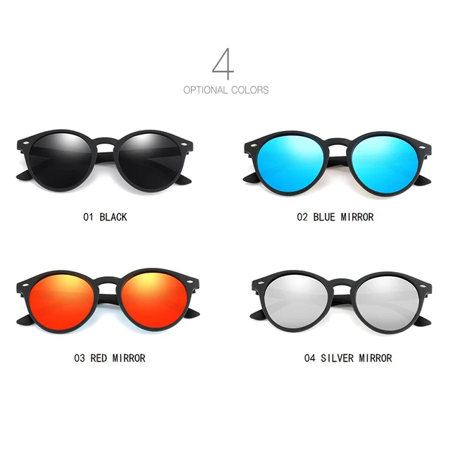 Gafas de sol polarizadas redondas para hombre y mujer, lentes de sol redondas a la moda, clásicas, Vintage, negras, para conducir, circulares, ovales, de diseñador Retro, UV400 - Imagen 5