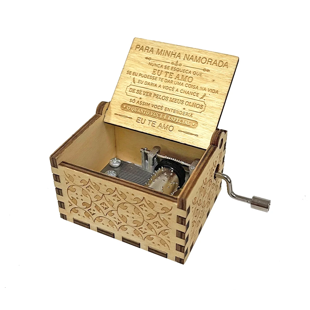 Vintage Wooden Music Box, Painted Carving, Falling In Love, Mother's Day, Valentine's Day, Qixi Gift, Hand cranked Octave Box 4