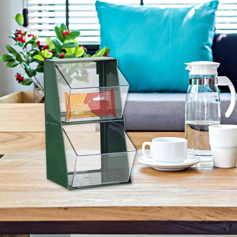 2-Tier Transparent Stackable Tea Bag Display Rack