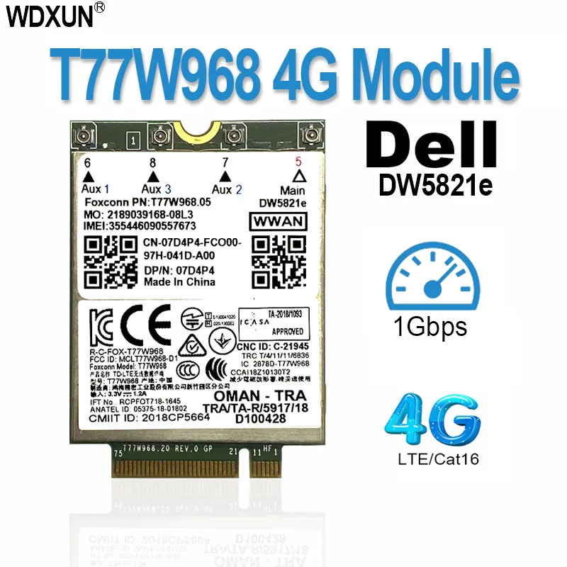 T77W968 for Dell DW5821e LTE Cat16 GNSS 5G WWAN Card Module for Lattore 5420 5424 7424 Rugged Latitude 7400/7400 2-in wifi adapter for desktop Network Cards