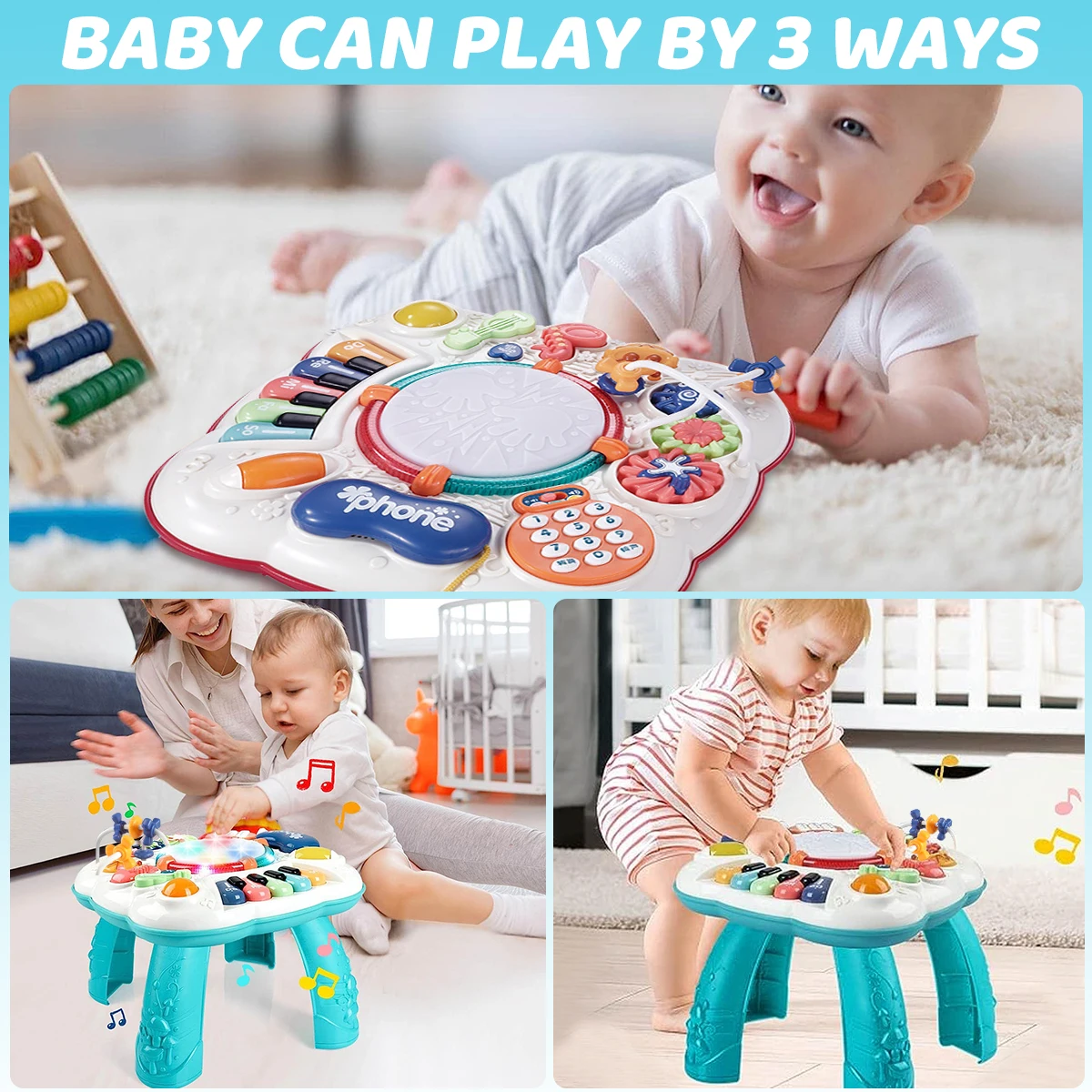 Baby Activity Table Musical Toys Sound Maker Games for Babies Sensory Toys Multi-Functional Movement Developing Educational Toys