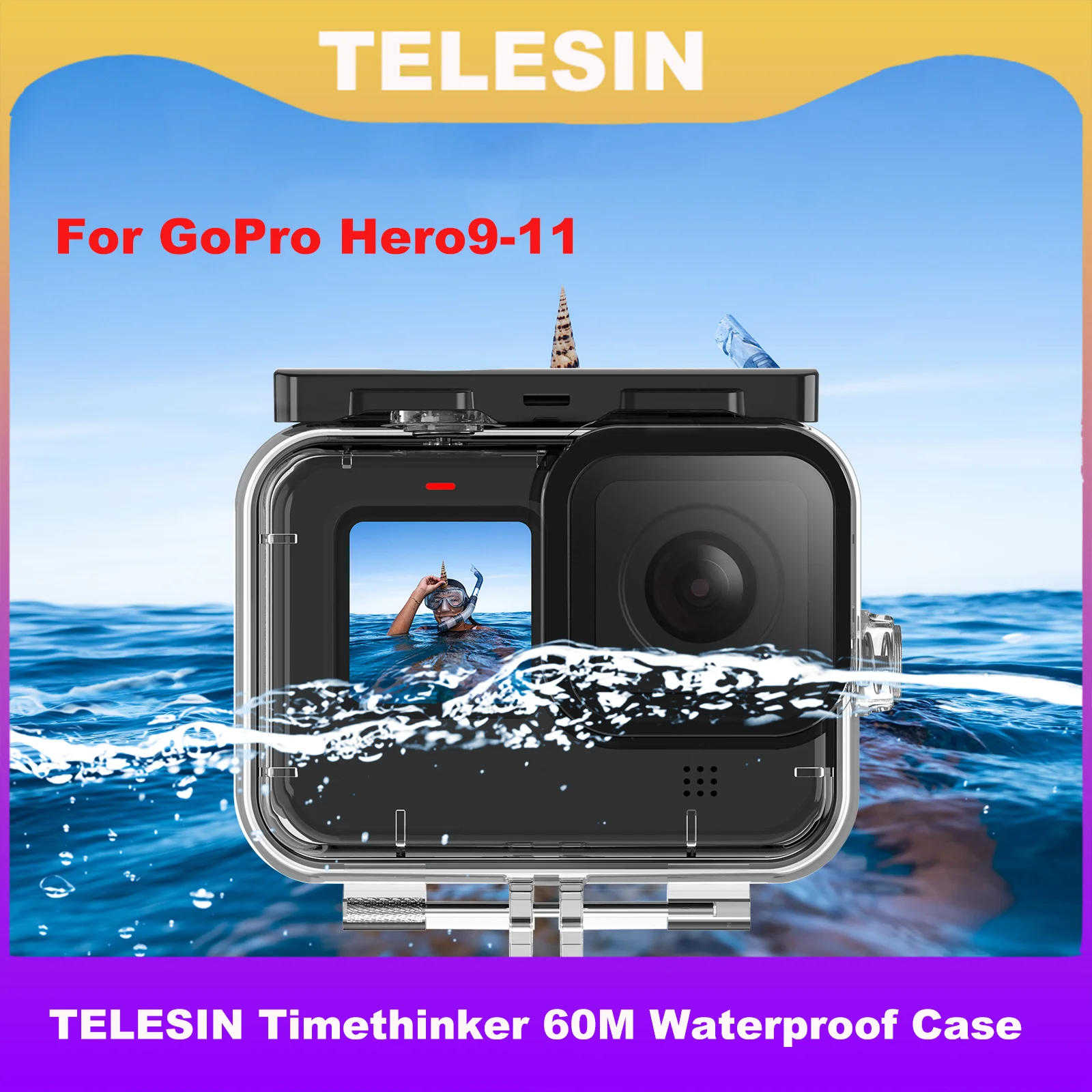 

TELESIN Timethinker 60 м Водонепроницаемая фотокамера для GoPro чехол Корпус для дайвинга с фильтром для дайвинга аксессуары для экшн-камеры