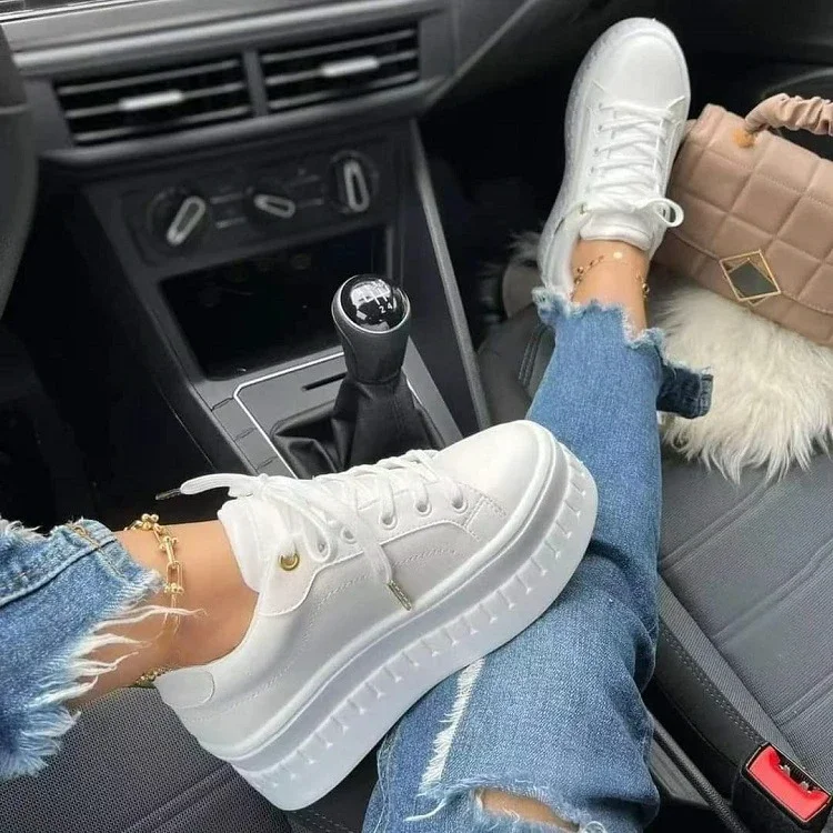 Flats Shoes Women's Sneakers Platform Casual Breathable Sport Shoes With Velcro