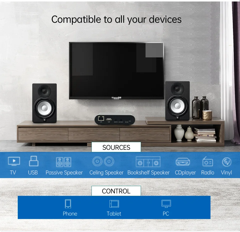 WR10 와이파이 및 블루투스 5.0 HiFi 스테레오 오디오 리시버 어댑터, Tadil Airplay DLNA 인터넷 라디오, 멀티룸 무료 앱