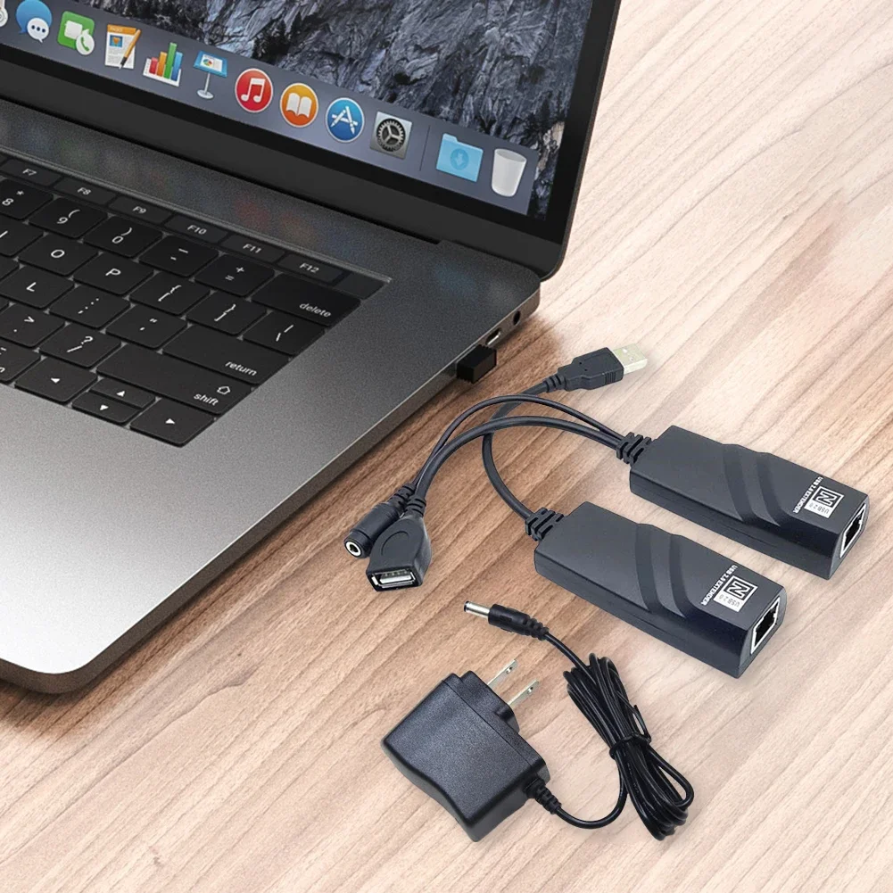 USB Ethernet Extender with Power Adapter USB 2.0 Network Cable Extender To RJ45 Over Cat5 Cat5E Cat6 for Camera Mouse Keyboard