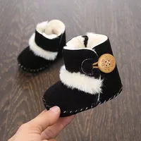 New Winter Baby Plush Thickened Warm Rubber Sole Anti slip Snow Boots for Indoor and Outdoor Infants First Step Walking Shoes 1