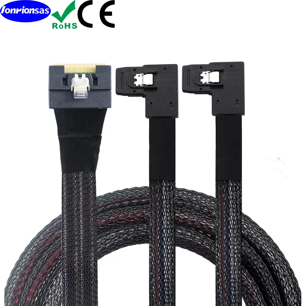 Все включено анти-слимлайн SFF-8654 8i 74Pin PCI-E к двойному 2X SAS SFF-8087 левый угол сервера и кабель преобразования графической карты