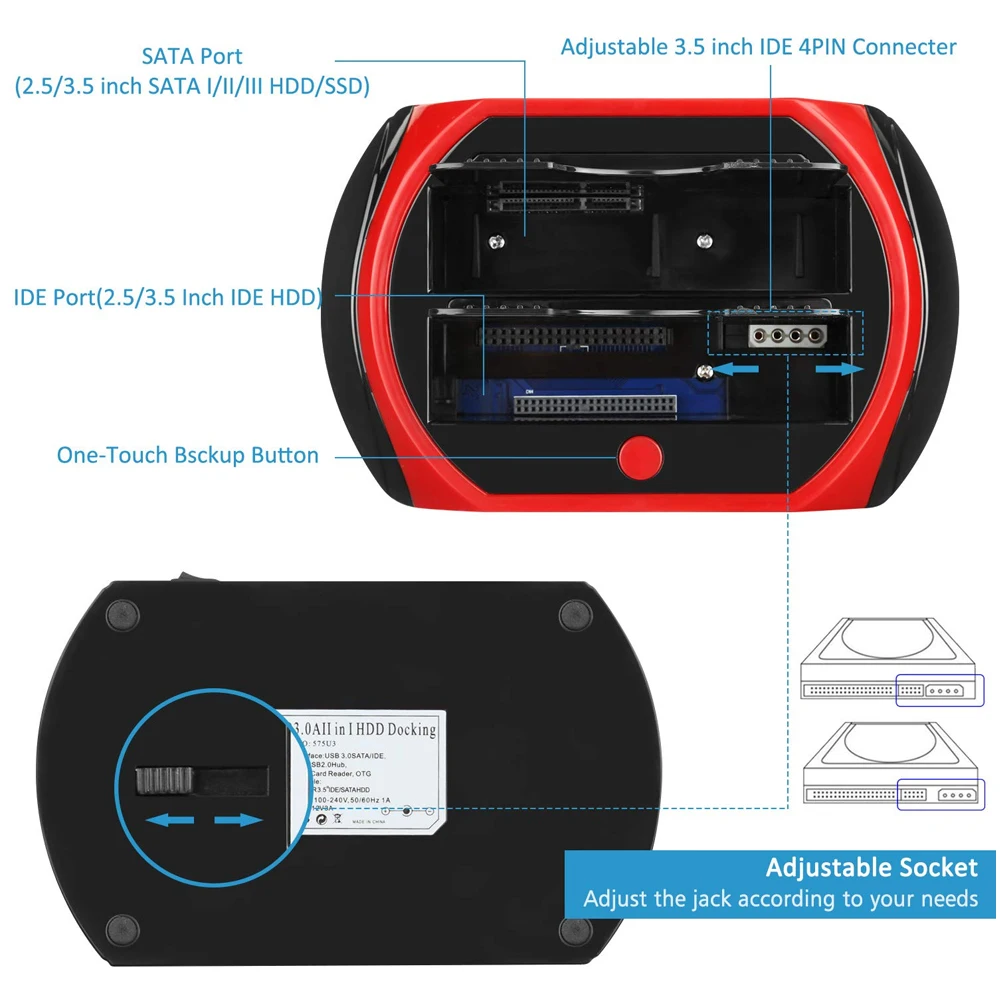 For 2.5 3.5 inch IDE SATA HDD SSD Docking Station With Card Reader USB to SATA IDE Dual External Hard Disk Drive Box hd externo hdd enclosure external hard drive housing
