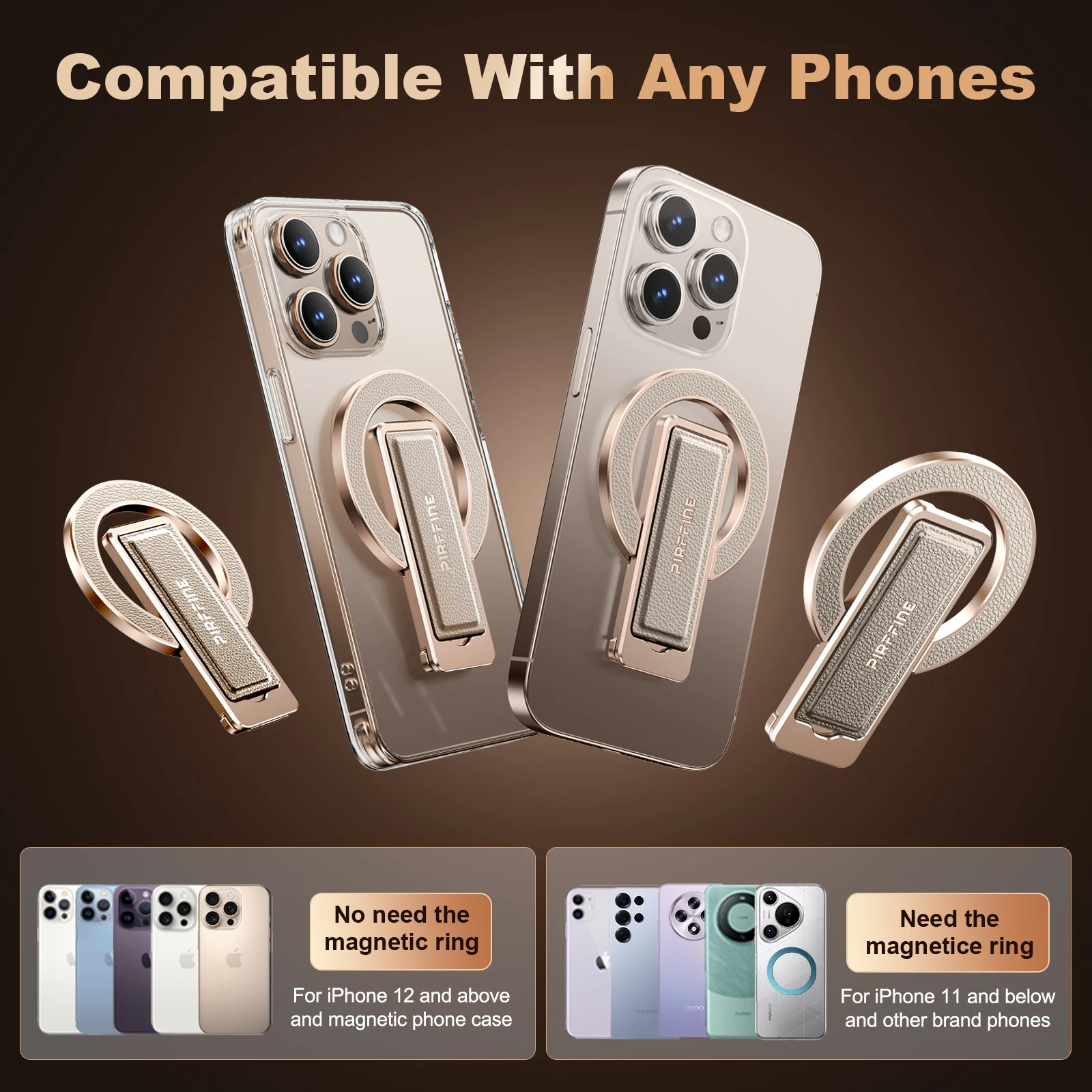 Eary for iPhone 17 Pro Max Air 16 15 14 Leather & Metal Phone Holder Stand for Huawei Mate X6 X5 Samsung S25 Ultra S24 Fold 7 6