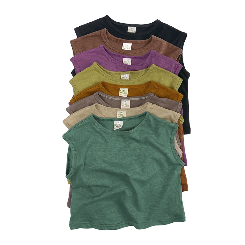 Teeange Boy Girl Summer Tank Vest Support Cotton Sleeveless Breathable Children Top Toddler Kids Korean T-shirt