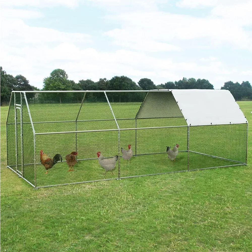 Large Chicken Coop, Flat-roof Walk-in Poultry Chicken Hen cage, Rabbits Duck Cages with Waterproof and Anti-Ultraviolet 6