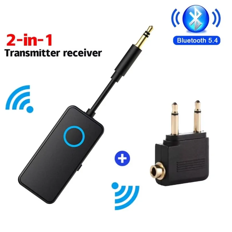 2-In-1 Bluetooth 5.4 Audio Receiver Transmitter Display 3.5mm AUX Wireless Audio Adapter For Car Airplane Speaker TV PC