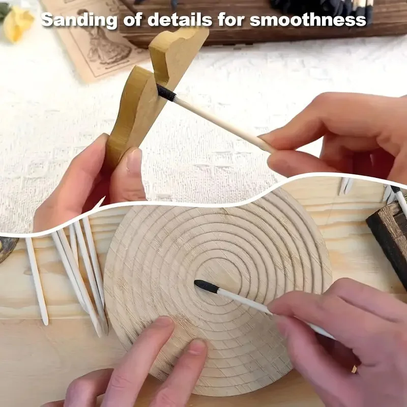 Dual-Purpose Sanding Sticks with Precision Frosted Tips & Flat Head for Crafts & DIY Projects