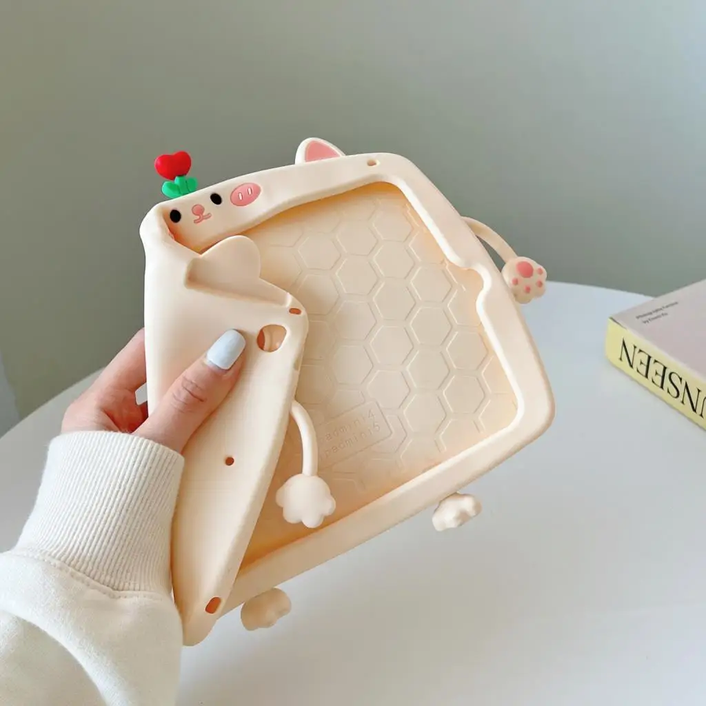 Children's Adorable Silicone Cover with 360° Rotating Stand and Handle Grip