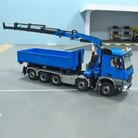 10x10 RC 1/14 Hydraulic Metal Crane Dump Truck Full Dumper Car Model Rear Axle Lifting U-shaped Bucket with Light Sound TH23566 1