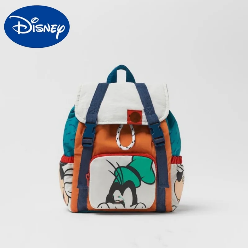 

2024 New Children's Bag Disney Donald Duck Mickey Mouse Cartoon Print Kids' Backpack Nylon Skin Contrasting Colors Schoolbags