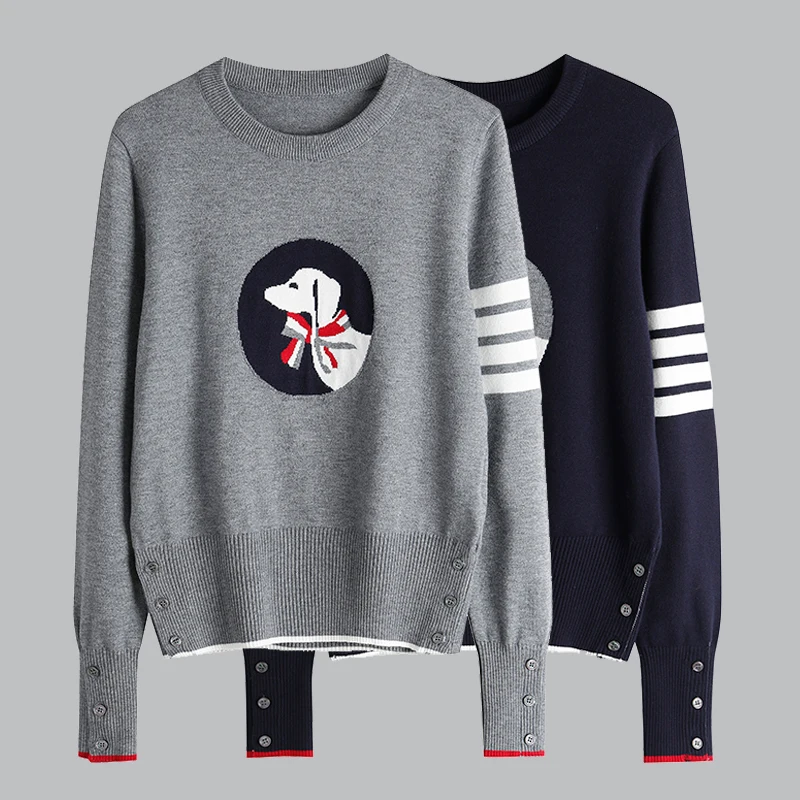 

Женский трикотажный пуловер с длинным рукавом, в Корейском стиле