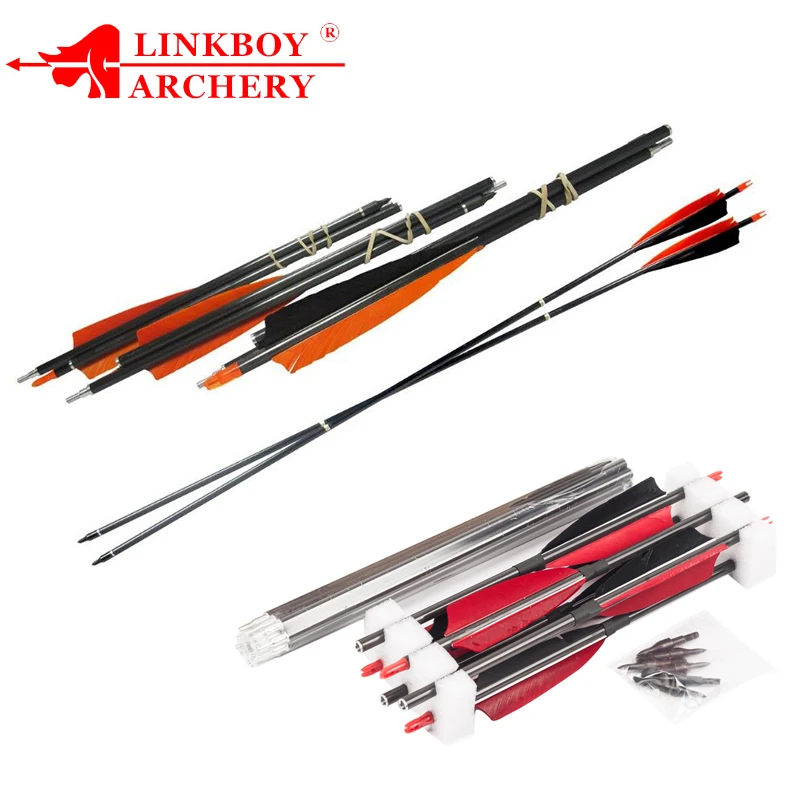Linkboy Archery 3 Take Down SP500 30'' Carbon Arrows 5'' Feather