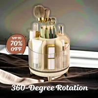 Makeup Brush Holder 360° Rotating Desktop Organizer Cosmetic Storage Box for Lipsticks Nail Polish Skin Cares Bathroom Vanity 2