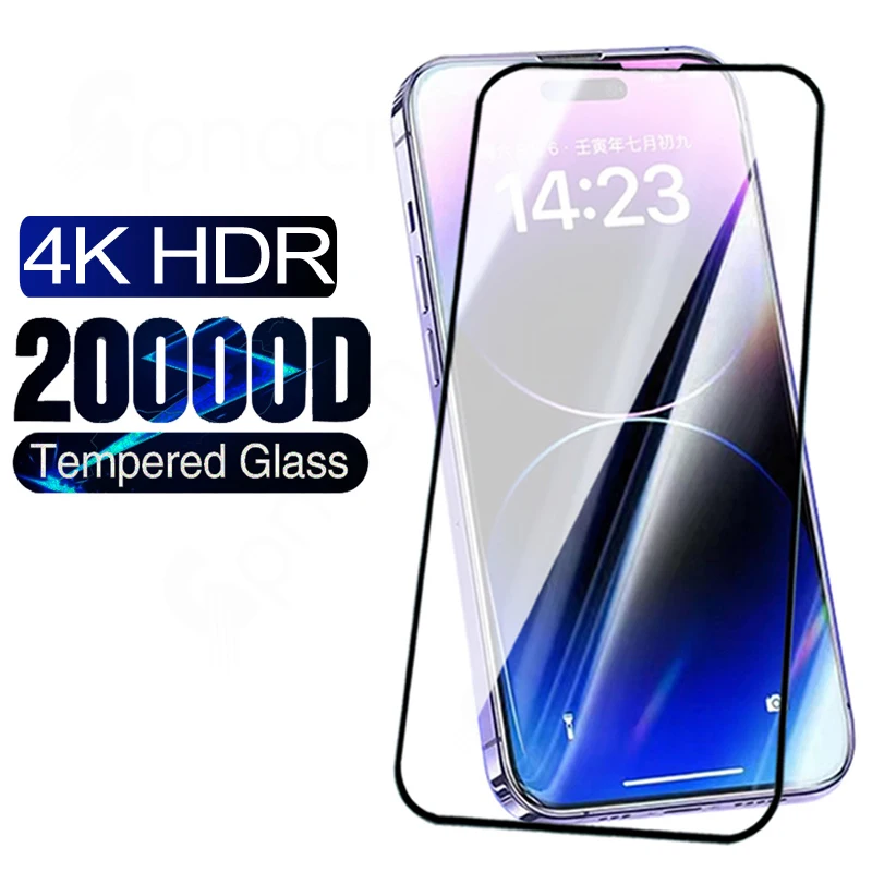 20000D Volledig Gehard Glas Voor Apple iPhone 14 13 12 11 Pro Max mini Screen Protector iPhone X XR XS Max 7 8 Plus SE Glas Film_voghion.com