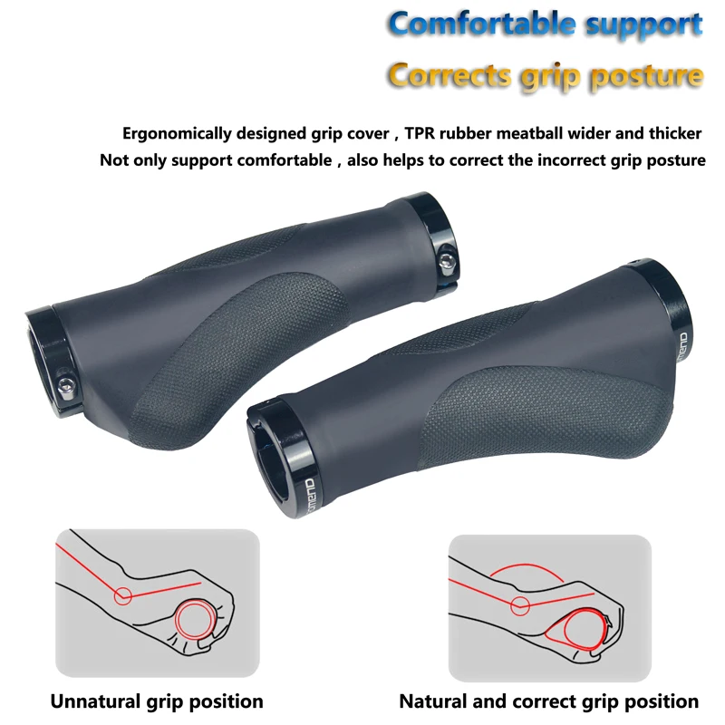 Non-Slip Soft Rubber Bicycle Handlebar Grips with Aluminum Locking Ends