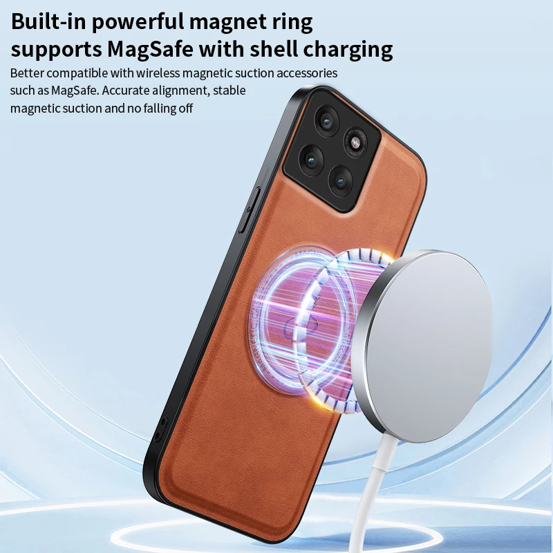 Premium PU Leather Wireless Charging Magnetic Case - Protective Cover Back Shell Coque