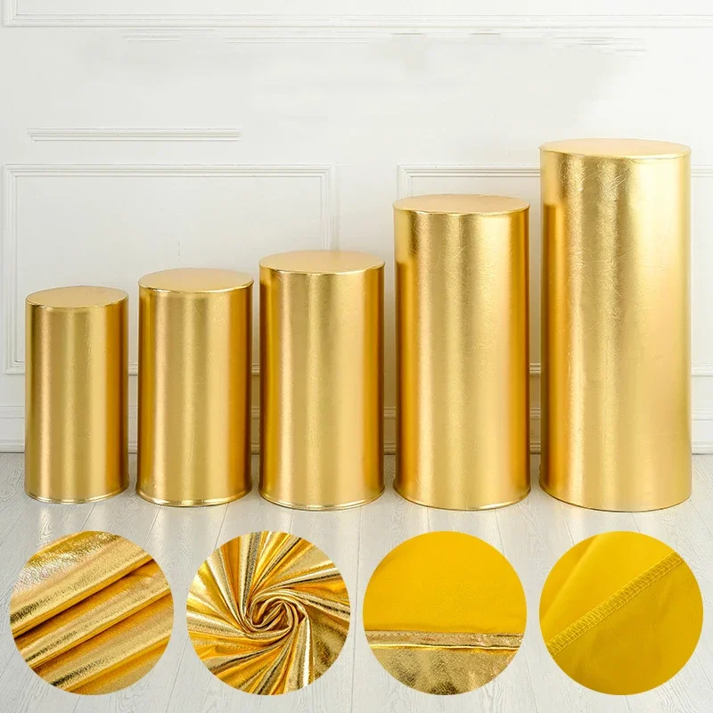 

Wedding Props Dessert Bucket Gilt Cover Cylindrical Dessert Table Table Cover Party Decorations Bronzed Elastic Tablecloth