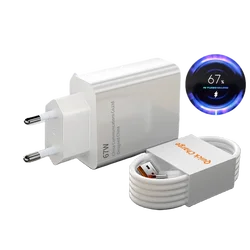 67W USB Fast Charger with Quick Charge Type C Cable (EU Charger and 1M)