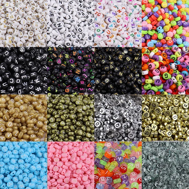 100/200/300/500pc Mixed Gold Letter Acrylic Beads Round Flat Alphabet Beads  For Jewelry Making Handmade Diy Bracelet Necklace - Beads - AliExpress