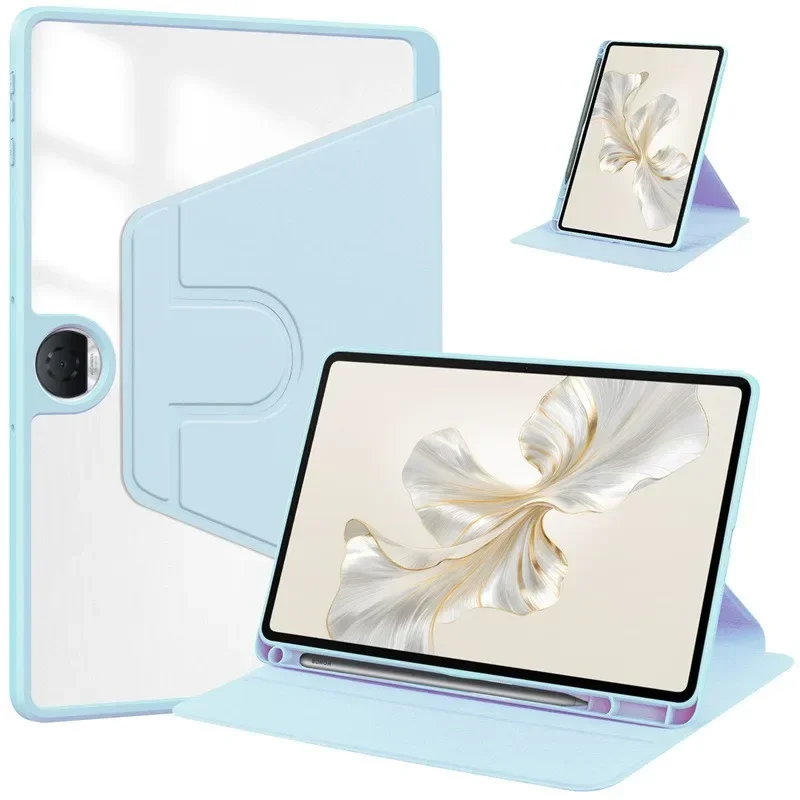 360 Rotating Acrylic Tablet Cover with Pencil Holder, Fits 11.35 Inch Tablets