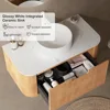 24-Inch Modern Bathroom Vanity with Sink, Floating Cabinet with Ultra-Thin Ceramic Basin and Marble Top, Extra Large Storage 4