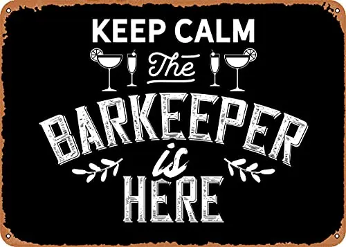 

Barkeeper is here Vintage Look Metal Sign Patent Art Prints Retro Gift 8x12 Inch