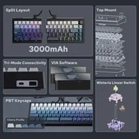 EPOMAKER Split65 60% Layout TOP Structure Hot-Swap Wired/2.4GHz/Bluetooth 5.0 Wireless Mechanical Keyboard South-facing RGB - Image 5