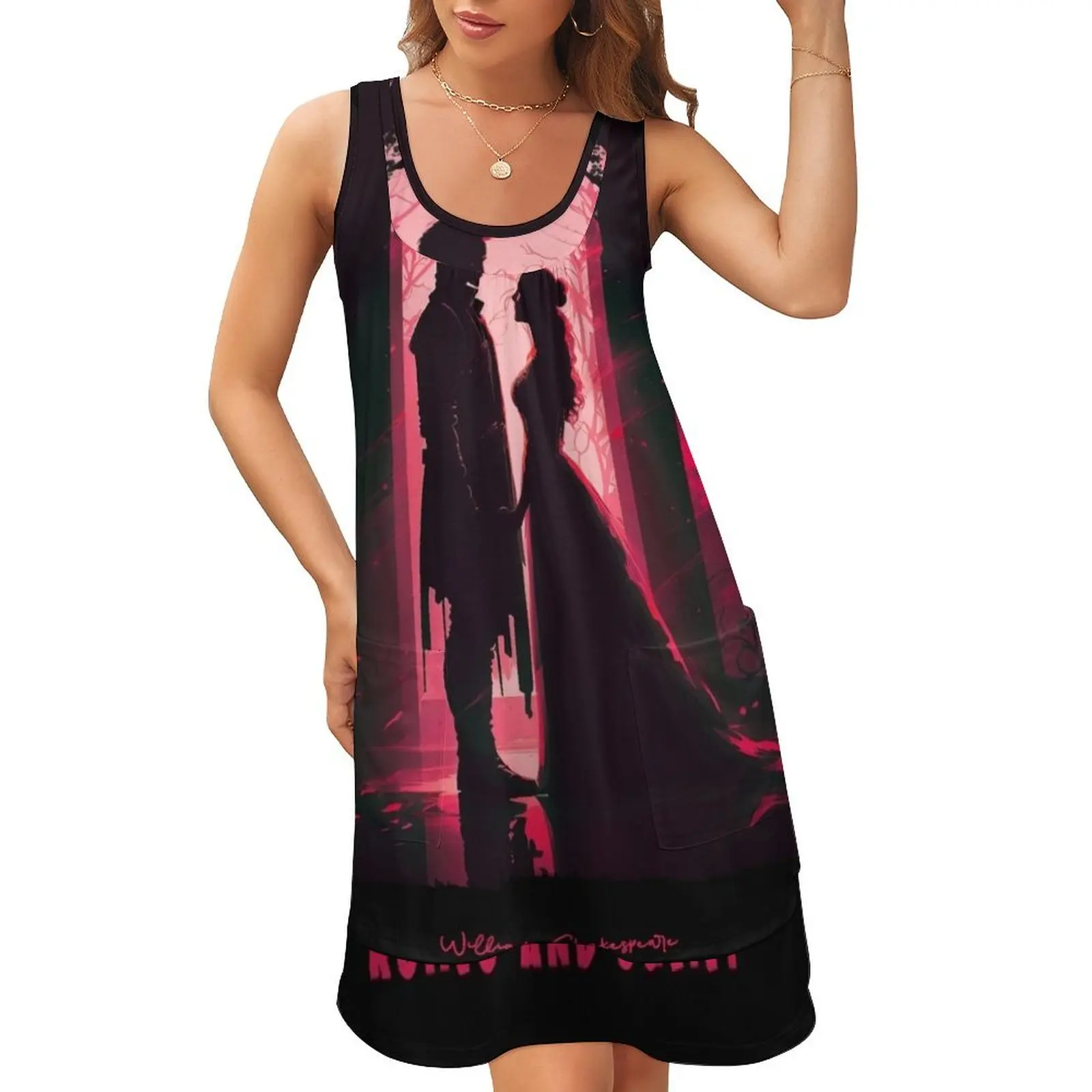 

Romeo and Juliet Sleeveless U-Neck Fake Two Piece Dress Woman's evening dress women's summer jumpsuit