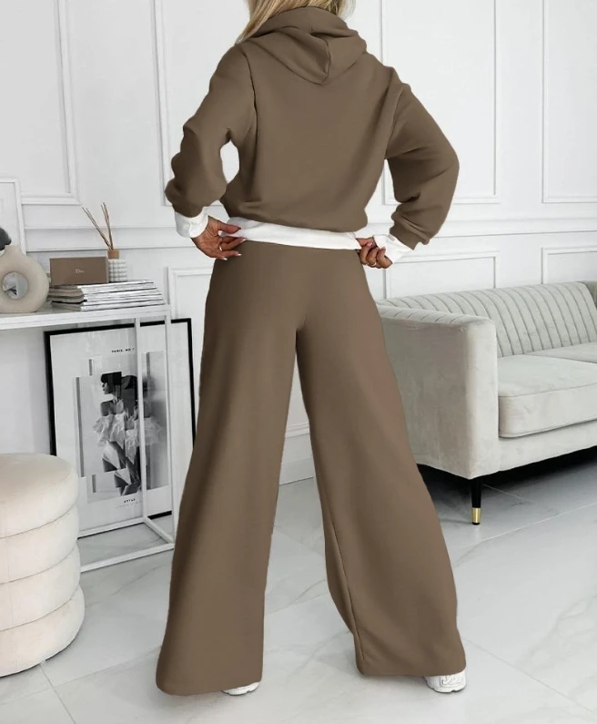 Fashion Long Sleeve Hoodie and Wide Leg Pants Set Casual 2023 New Hot Selling Fashion Women's Wear