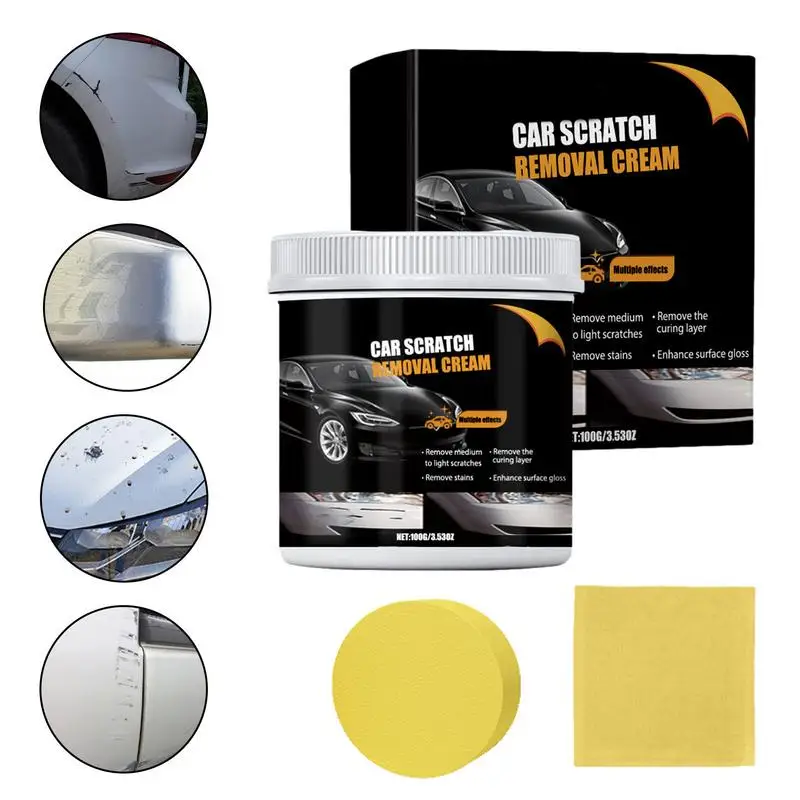 

Car Scratch Remover Car Detailing Paint Scratch Repair Car Cleaning Supplies With Sponge And Towel Waxing And Polishing Care