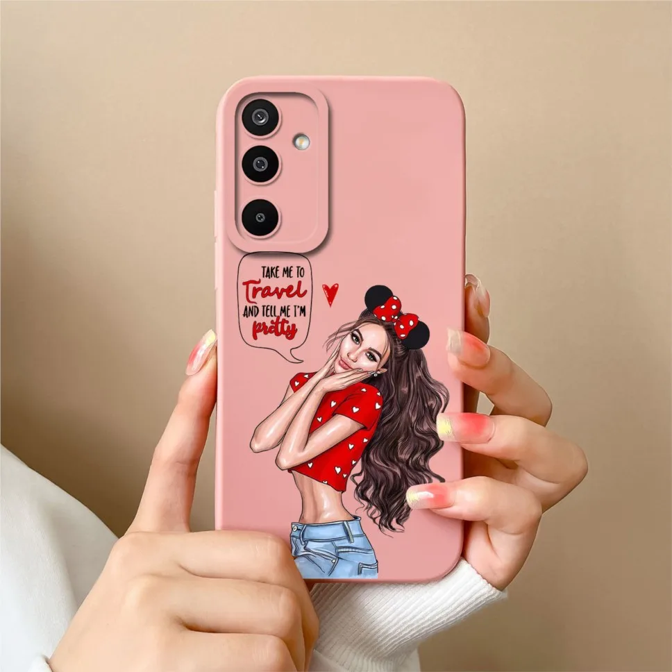 Fashion Pretty Sweet Girl Soft Liquid Silicone Protective Phone Case Cover