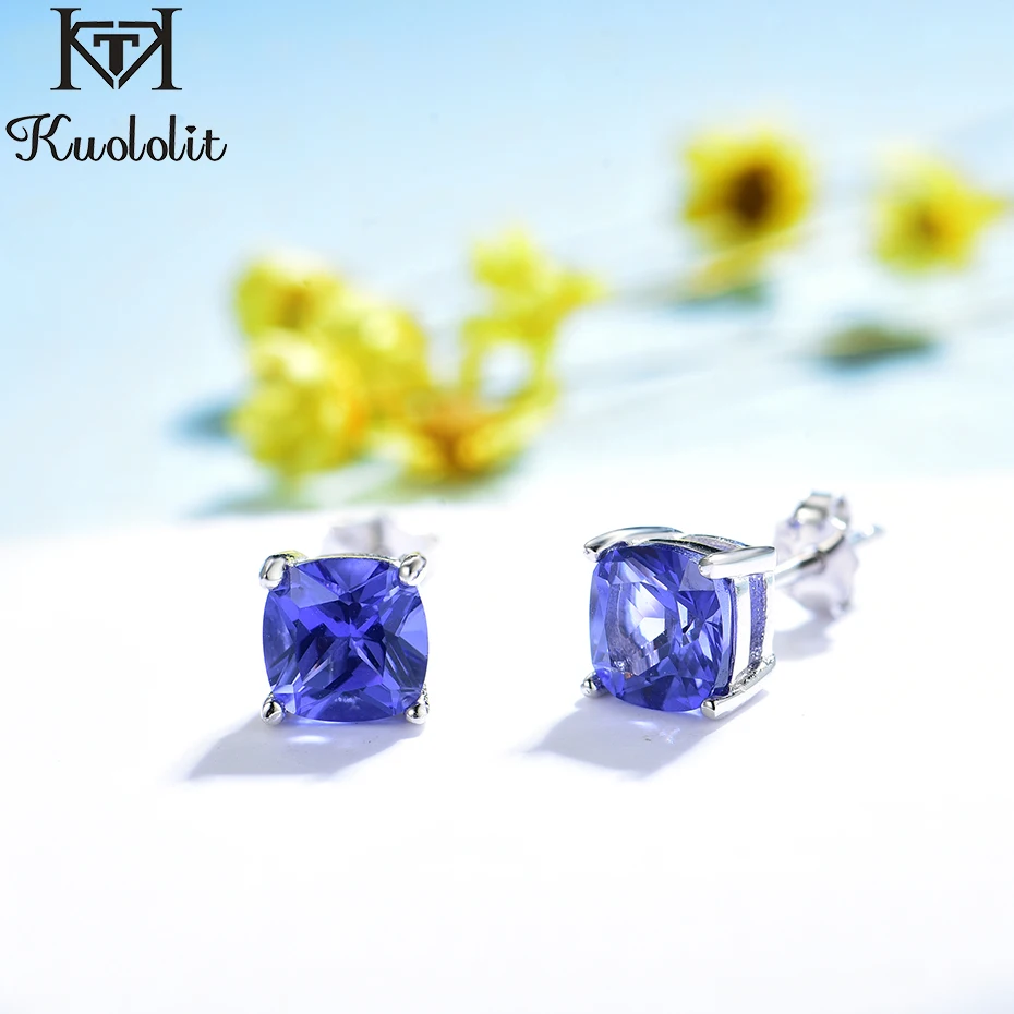 Gemstone Stud Earrings for Women 925 Sterling Silver Silver Stud Earrings Silver Earrings Studded Earrings Womens Earrings