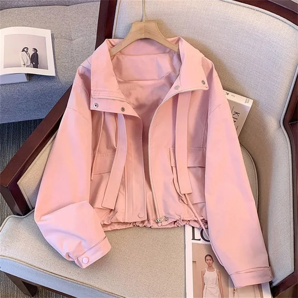 

Spring And Autumn Women Korean Short Hooded Jacket 2024 Female New Super Beautiful Loose Casual Thin Work Jackt Zipper Top Coat
