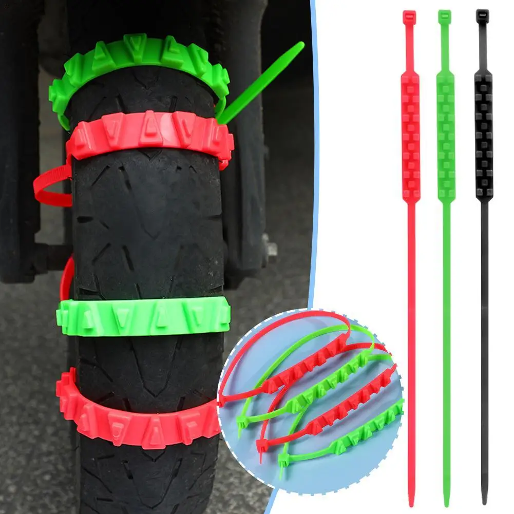 

10pcs Motorcycle Tire Anti Slip Chain Tie Winter Driving Outdoor Snow Tire Tyre Anti Skid Chain Emergency Accessories 3 Color