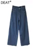 DEAT Women's Jeans High Waist Washed Striped Loose Straight Wide Leg Vintage Causal Denim Pants 2025 Spring New Fashion 29L8450 1