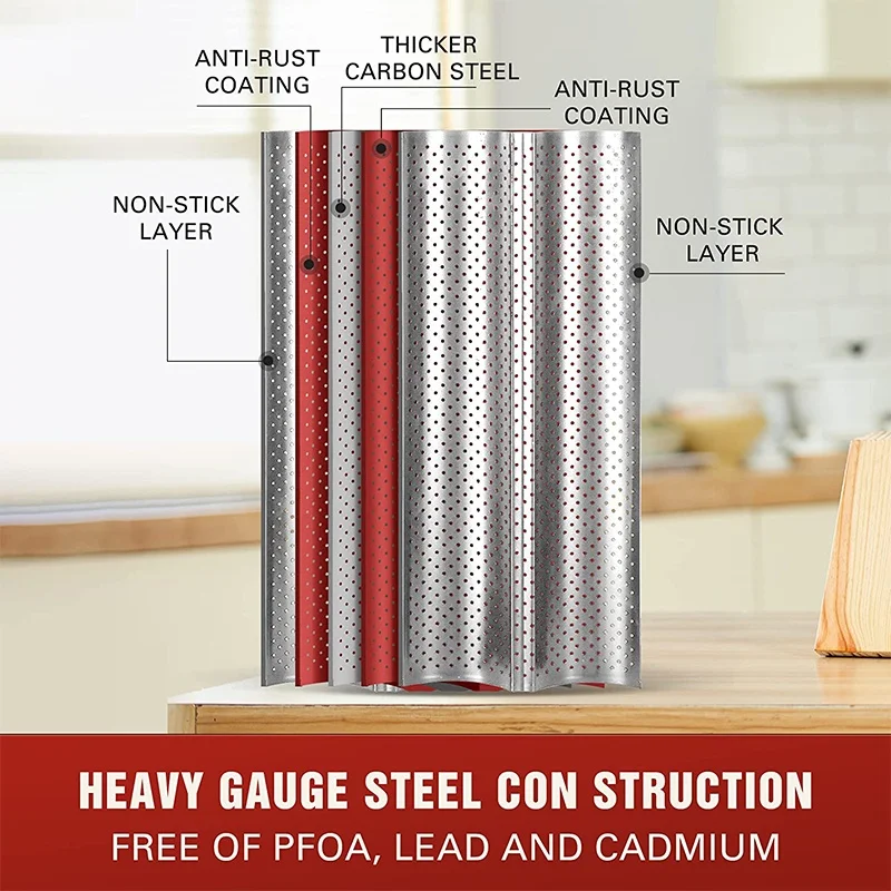 Nonstick Perforated French Bread Baking Pan Carbon Steel Baguette Pan Wave Loaves Loaf Bake Mold Kitchen Tray Tools baking pan baking pan tray bread mold bread baking pan