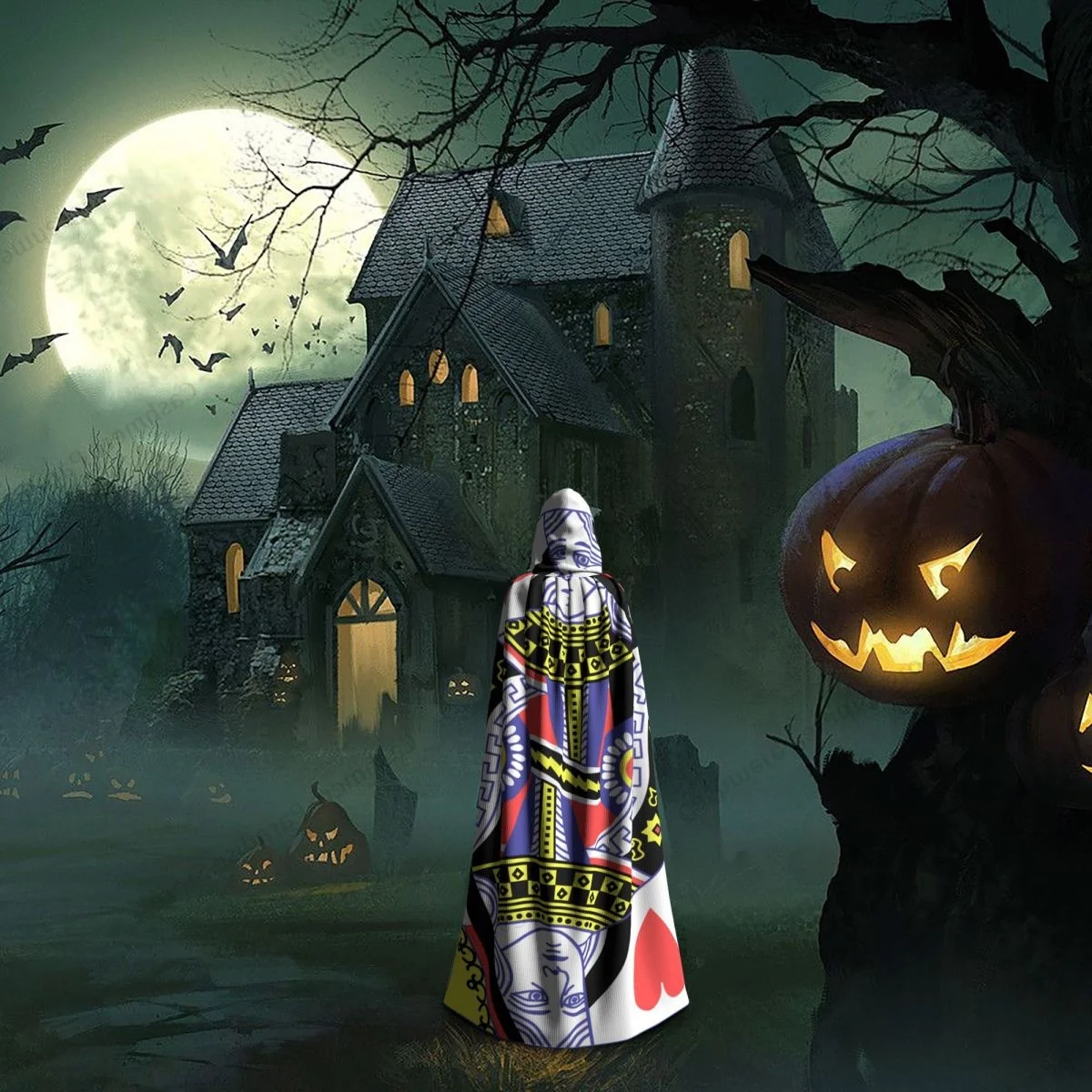 Long Cape Cloak Queen Of Hearts Hooded Cloak Coat Hoodies Elf Purim