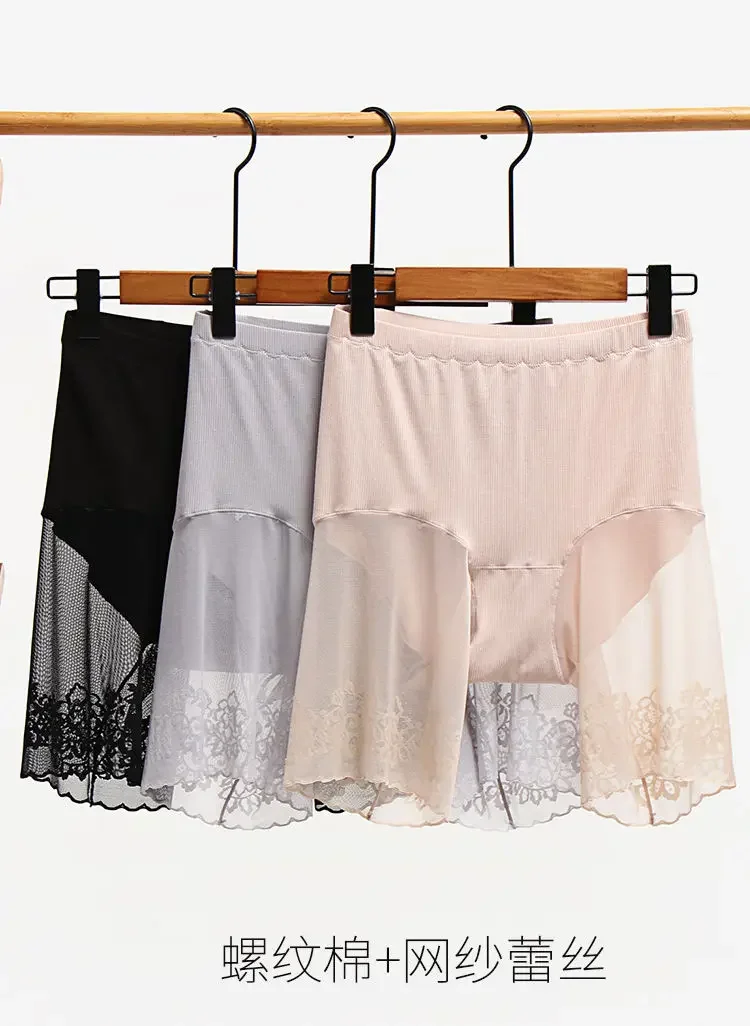 Safety Shorts Safety Pants High Waist Panties Lace Panties Seamless Panties High Waist Underwear Summer Women Bralette Seamless Lace Safety Pants Women Underwear Mid-Waist Plus Size Panties Anti-Light Safety Shorts 5XL