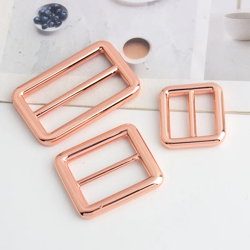 Rose Gold Metal Buckles and Sliders for Straps and Belts - Adjustable Tri Glide Accessory Set (5/10/20pcs)