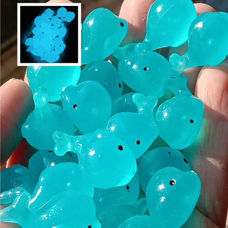 20pcs Luminous Whale Stones Resin Ornaments Aquarium Decoration Fluorescent Dolphin Micro Landscape Gravels
