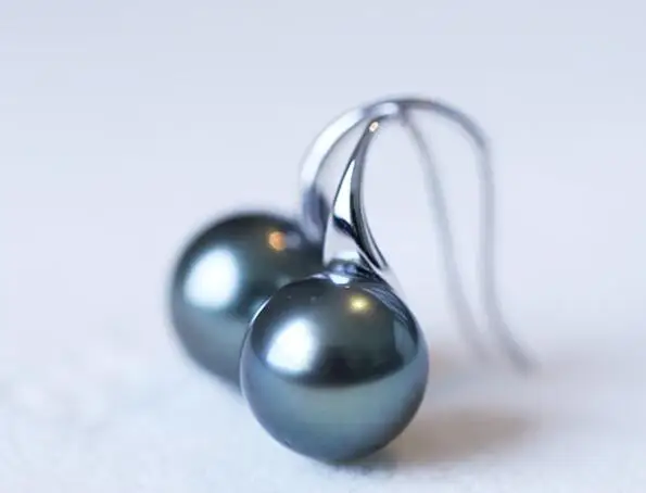 

11-12mm Bright Natural freshwater tahitian Sea Water pearl EARRING 925 silver