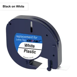 Multi-Color Plastic Label Tape Ribbon (Black on White 91201)
