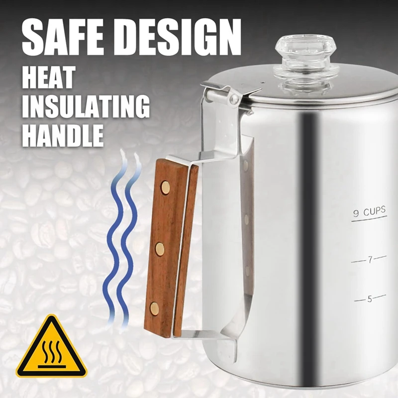 

Coffee Pot Percolator Coffee Pot Coffee Percolators Stovetop For Camping Stainless Steel Coffee Maker Camping Outdoors 9 Cup