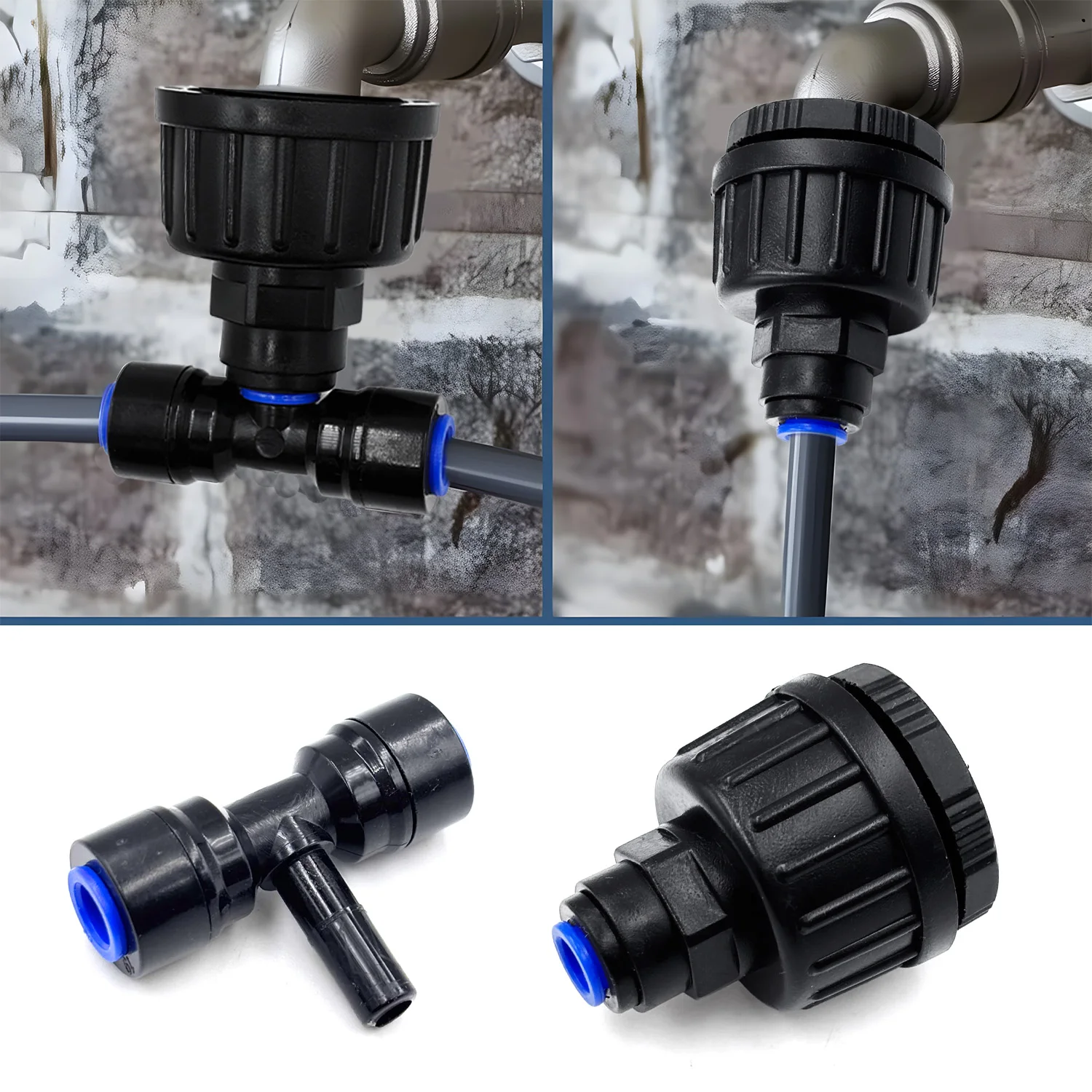 Garden Irrigation Watering Kit 1/4" Outdoor Drip Sprayer 8-hole Dripper with Stake Adjustable Sprinkler 6mm Quick Push Slip Lock - 6
